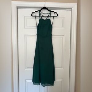 Lulu's Strappy To Be Here Forest Green midi Dress